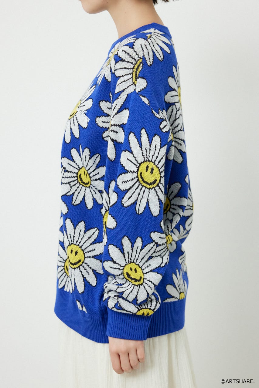 【UNISEX】(wiggle wiggle)パターンニットトップス 柄BLU FREE