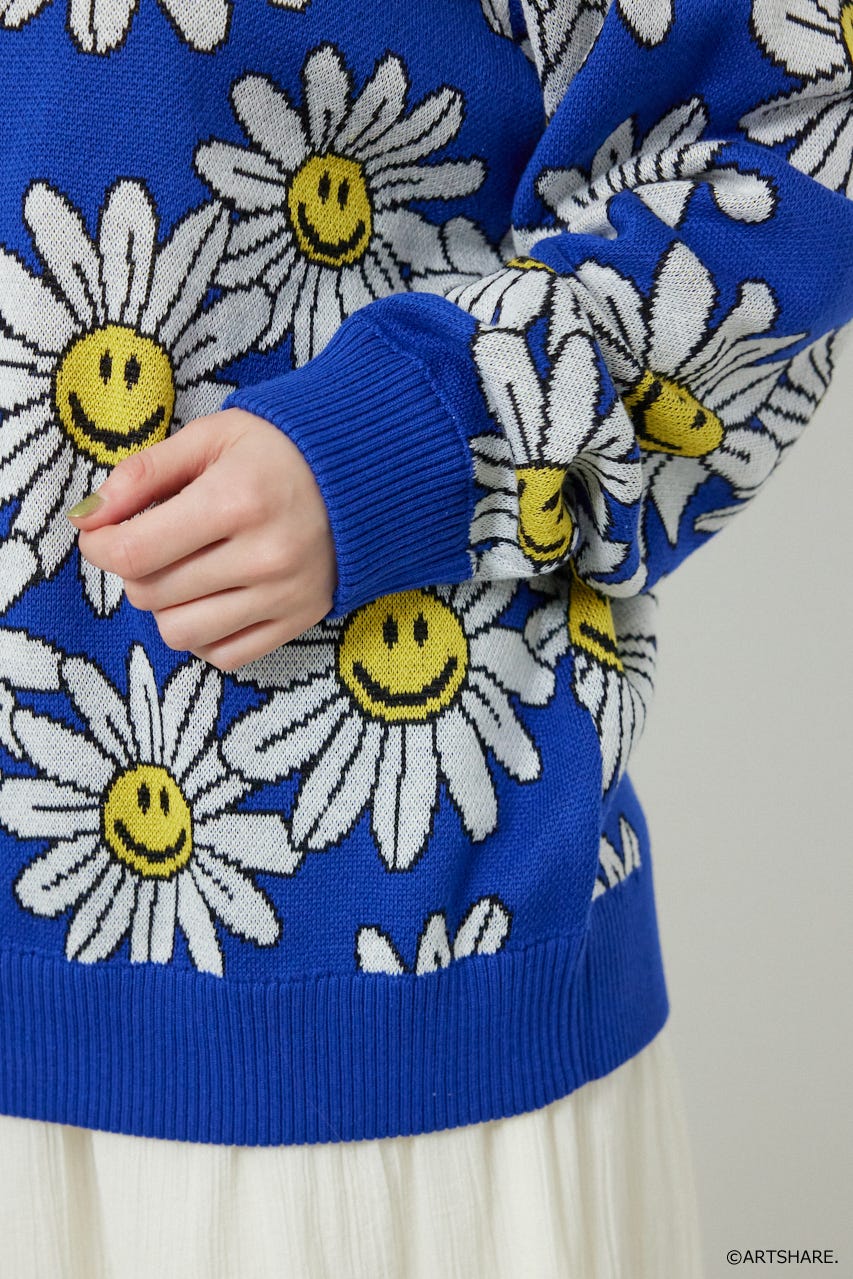 【UNISEX】(wiggle wiggle)パターンニットトップス 柄BLU FREE