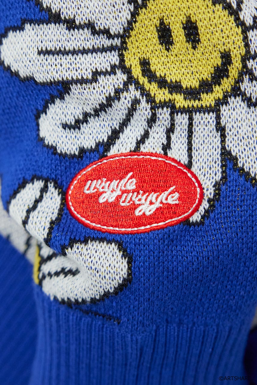 【UNISEX】(wiggle wiggle)パターンニットトップス 柄BLU FREE