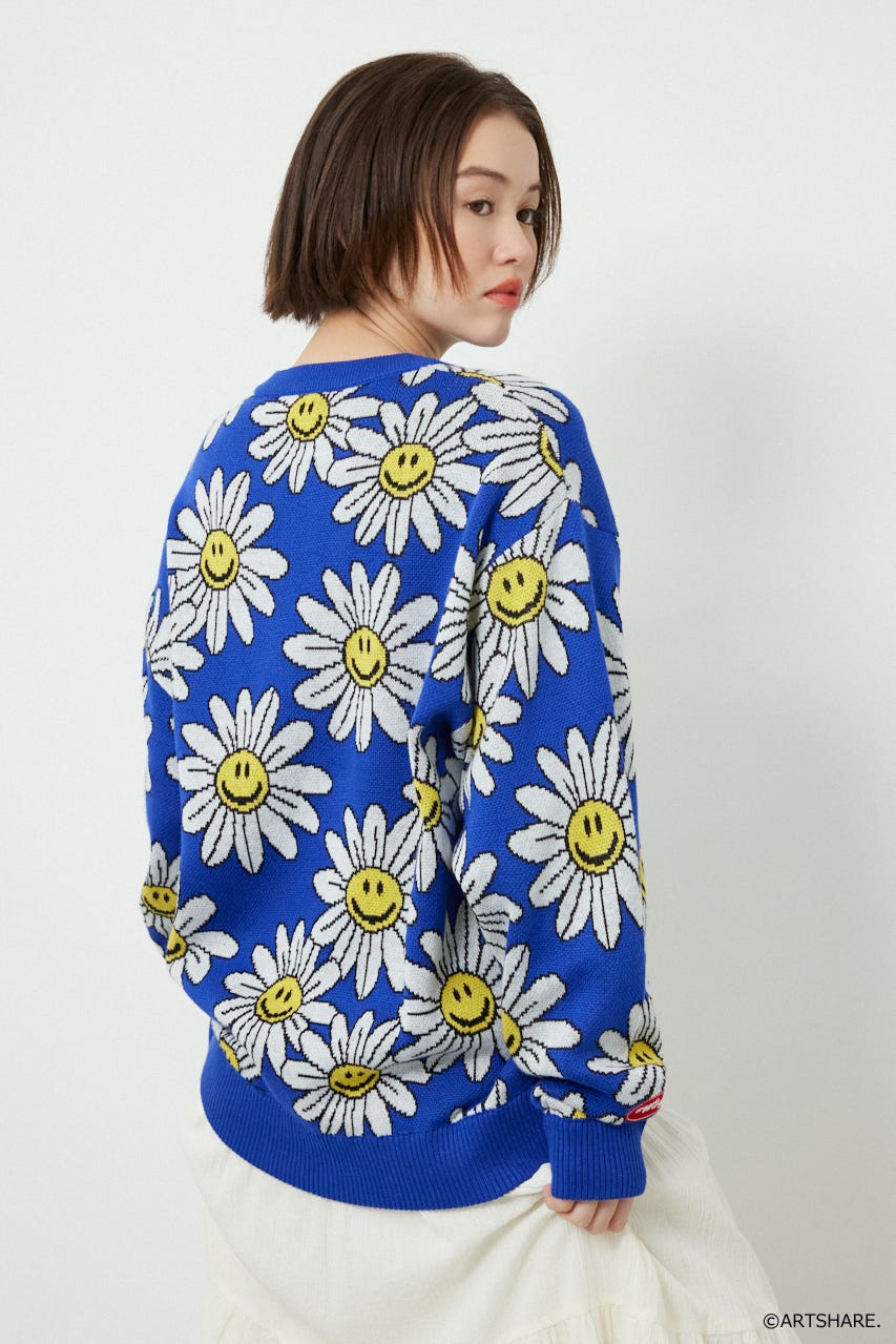 【UNISEX】(wiggle wiggle)パターンニットトップス 柄BLU FREE