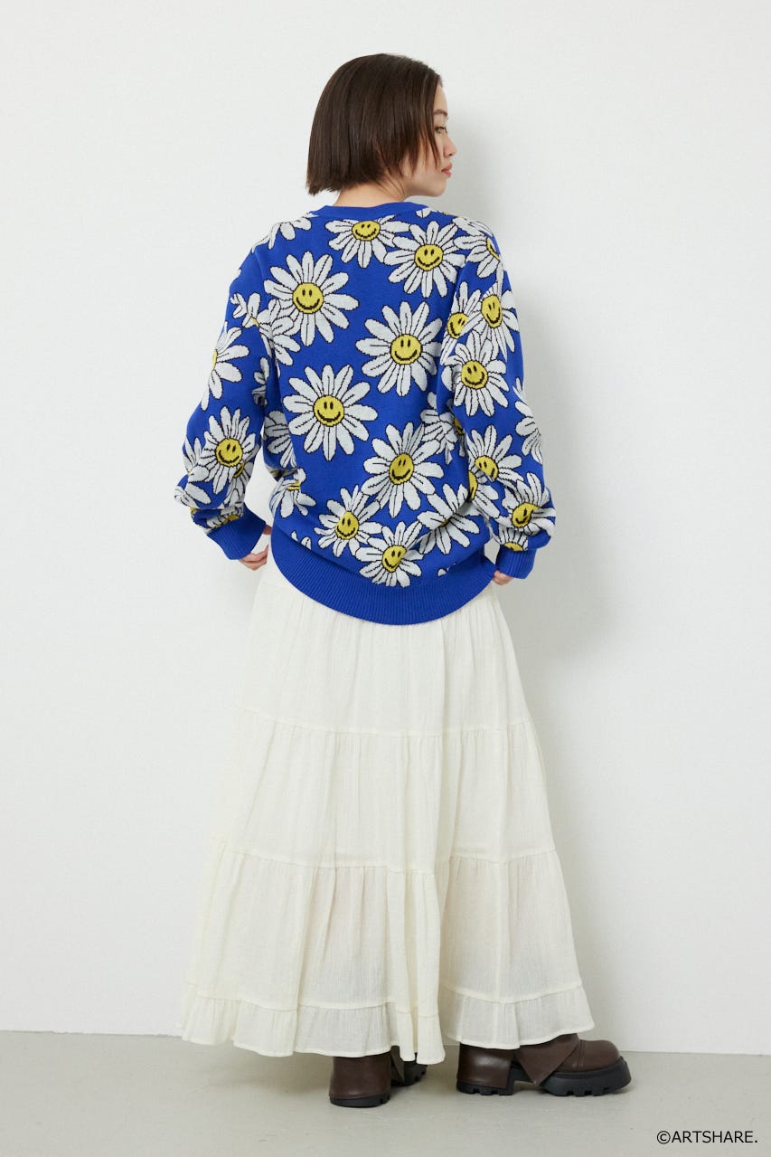 【UNISEX】(wiggle wiggle)パターンニットトップス 柄BLU FREE