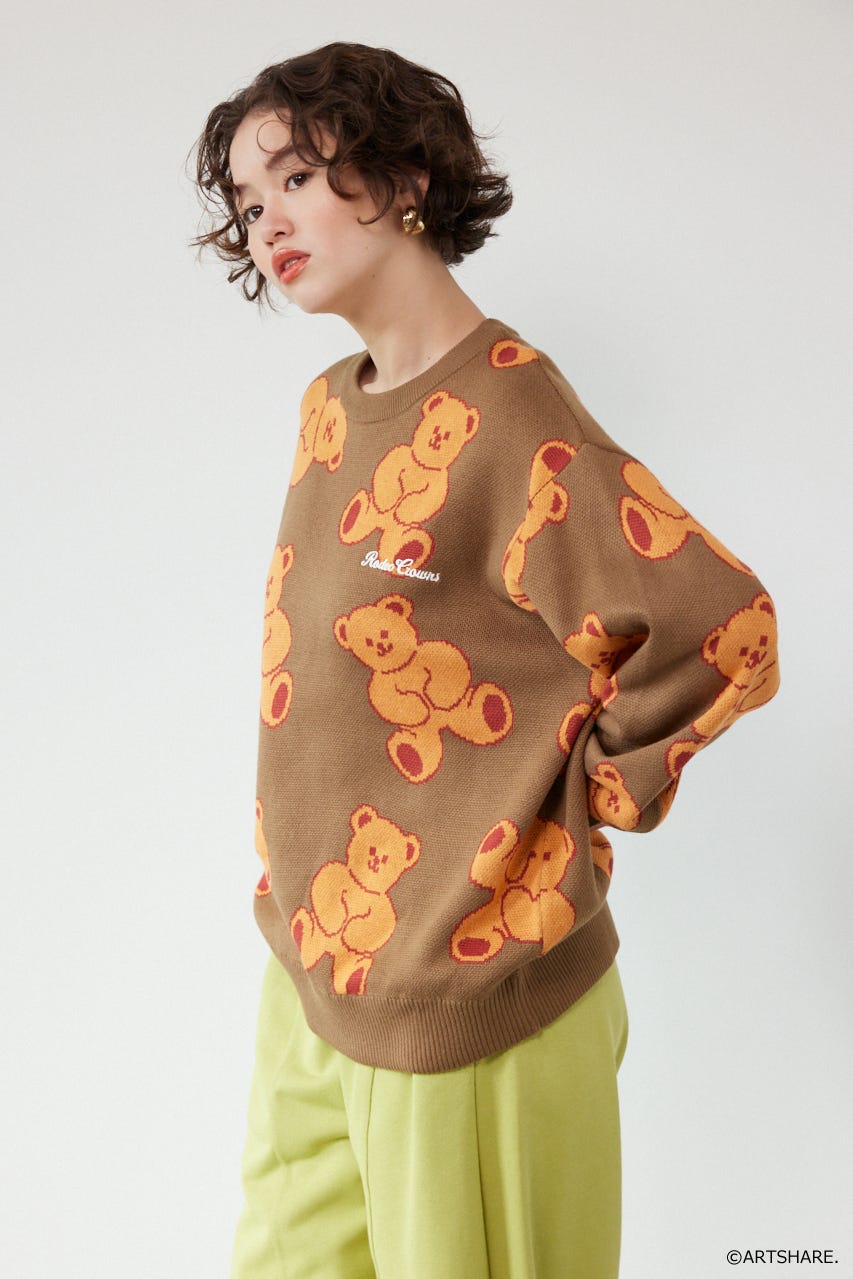 【UNISEX】(wiggle wiggle)パターンニットトップス 柄BRN FREE