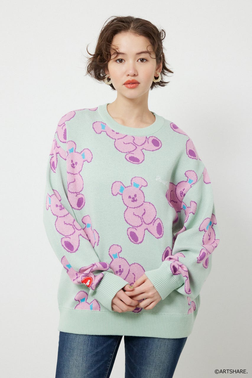 【UNISEX】(wiggle wiggle)パターンニットトップス 柄MINT FREE