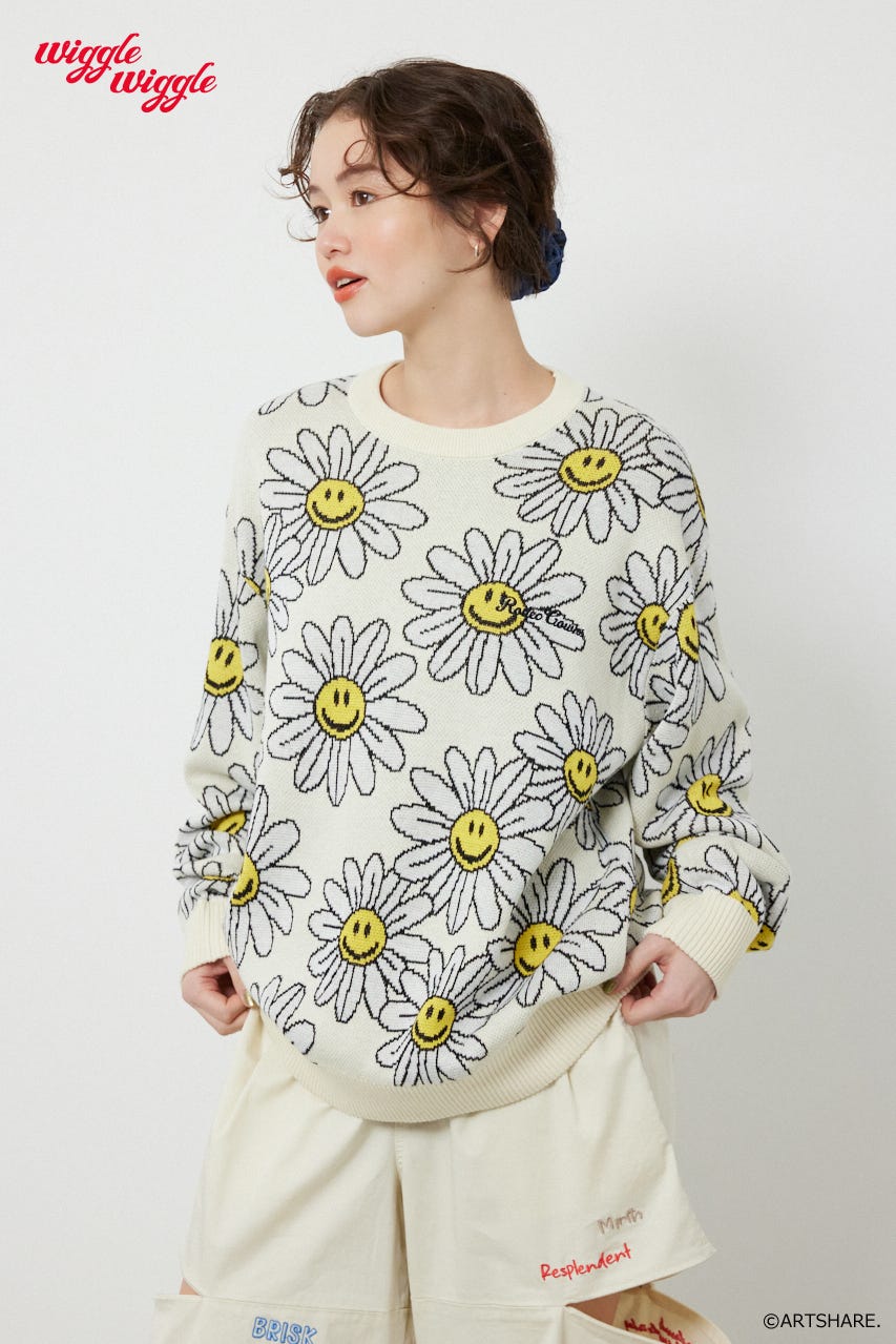 【UNISEX】(wiggle wiggle)パターンニットトップス 柄WHT FREE