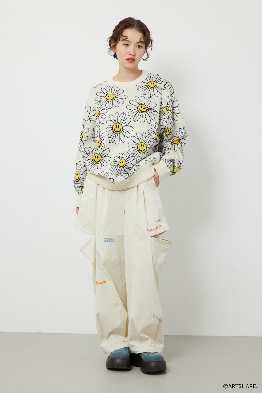 【UNISEX】(wiggle wiggle)パターンニットトップス 柄WHT FREE