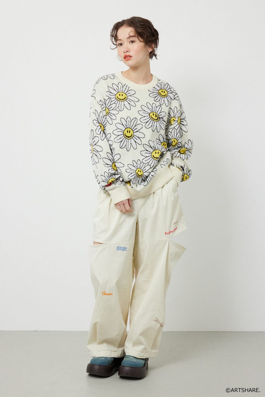 【UNISEX】(wiggle wiggle)パターンニットトップス 柄WHT FREE