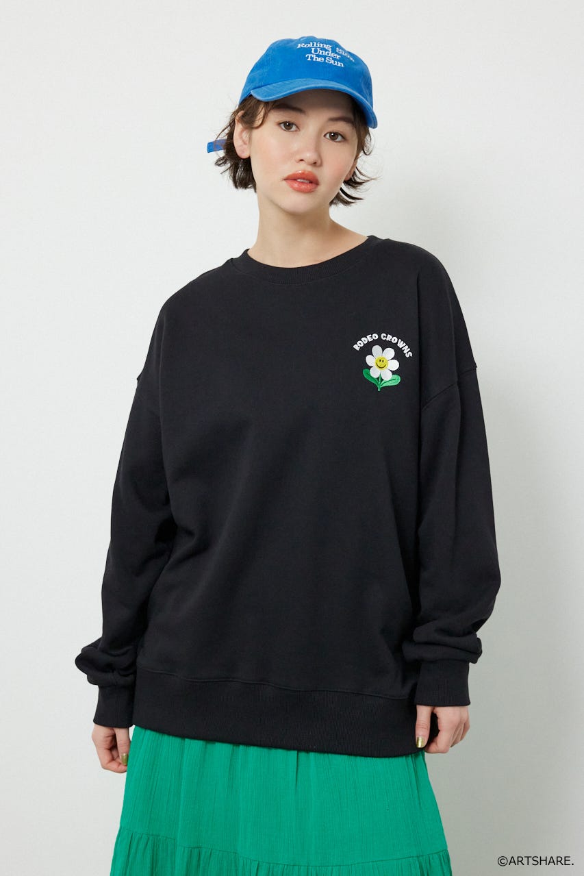 【UNISEX】(wiggle wiggle)モチーフスウェットトップス BLK FREE