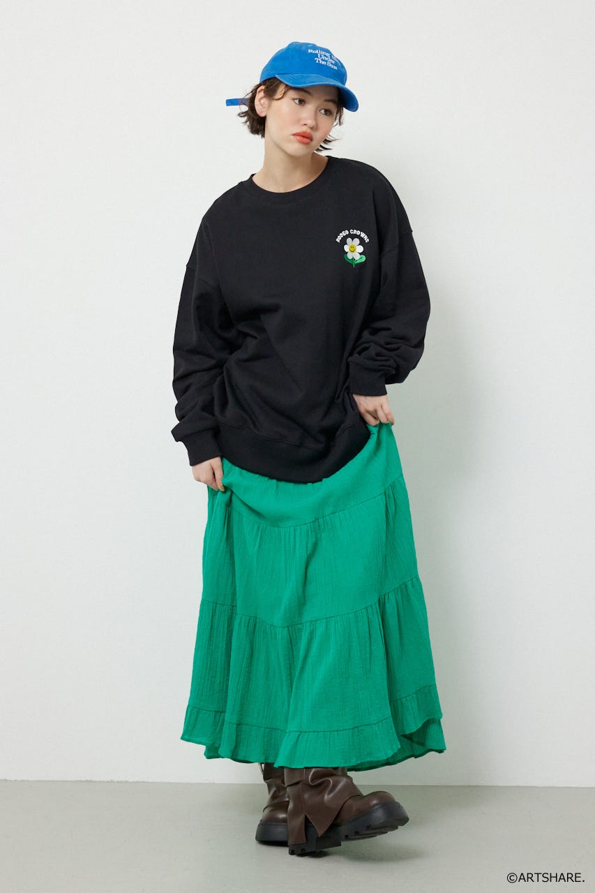 【UNISEX】(wiggle wiggle)モチーフスウェットトップス BLK FREE