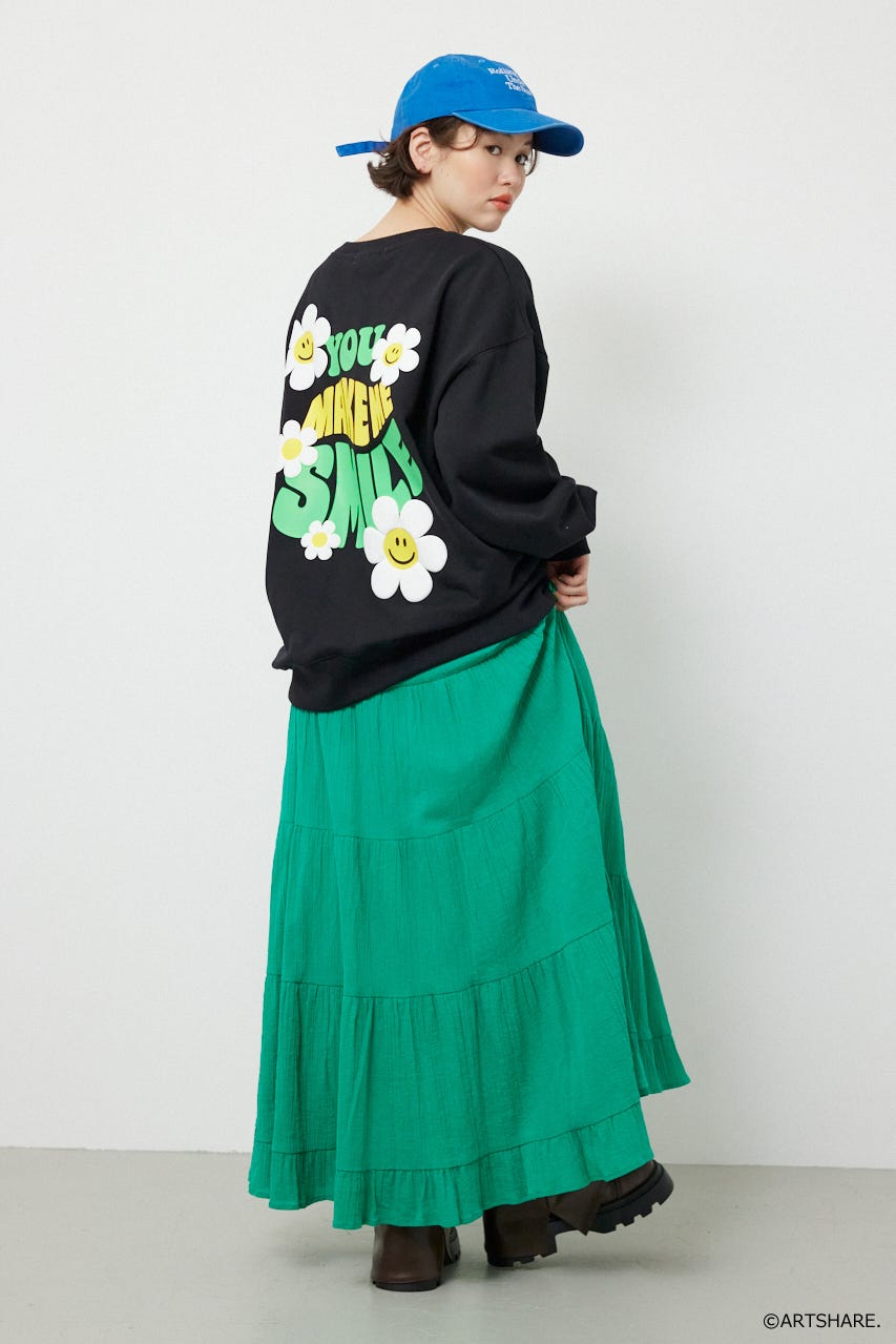 【UNISEX】(wiggle wiggle)モチーフスウェットトップス BLK FREE