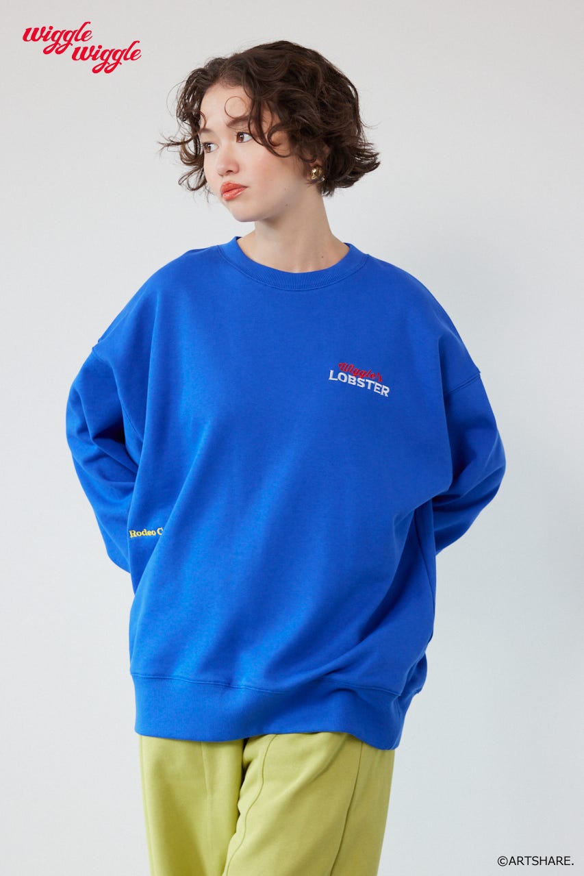 【UNISEX】(wiggle wiggle)モチーフスウェットトップス BLU FREE