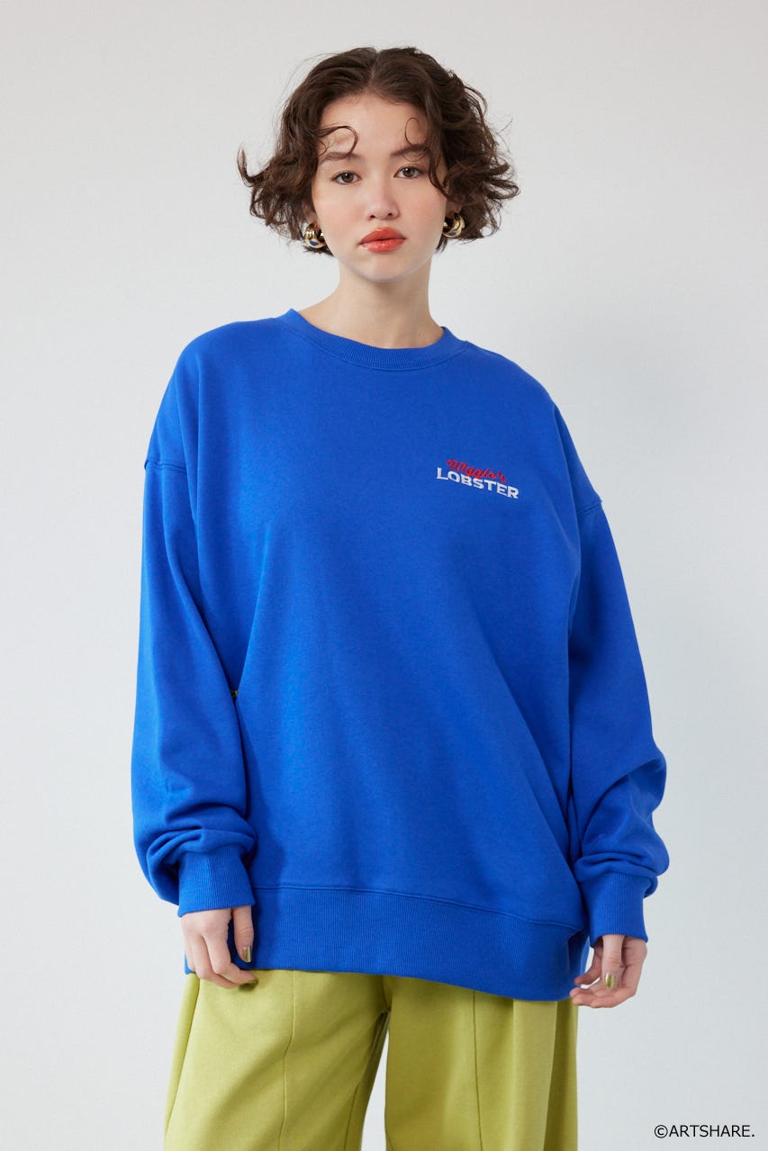 【UNISEX】(wiggle wiggle)モチーフスウェットトップス BLU FREE