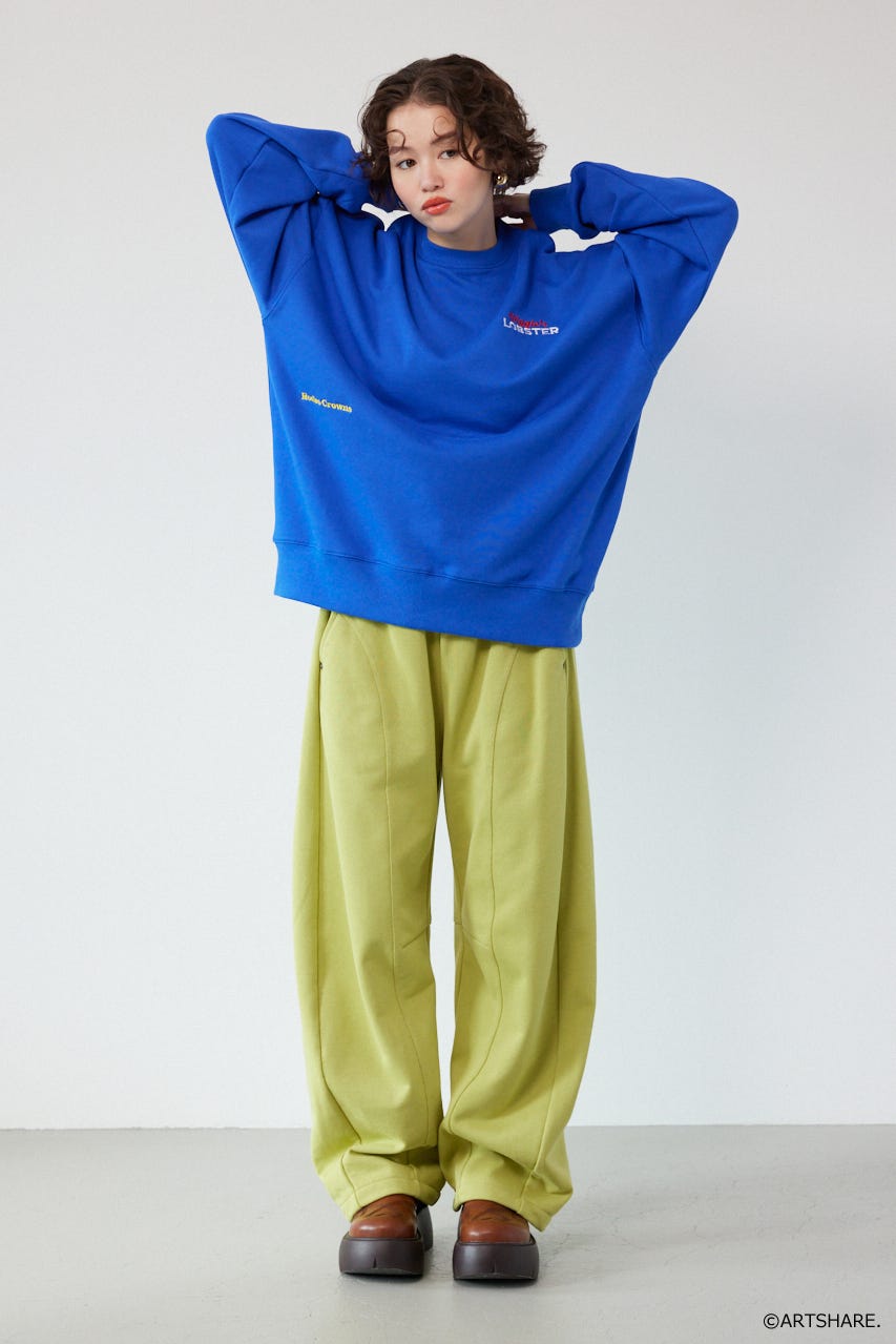 【UNISEX】(wiggle wiggle)モチーフスウェットトップス BLU FREE