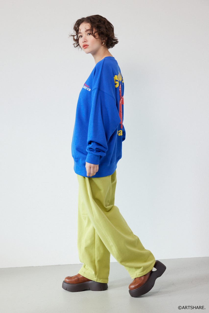 【UNISEX】(wiggle wiggle)モチーフスウェットトップス BLU FREE