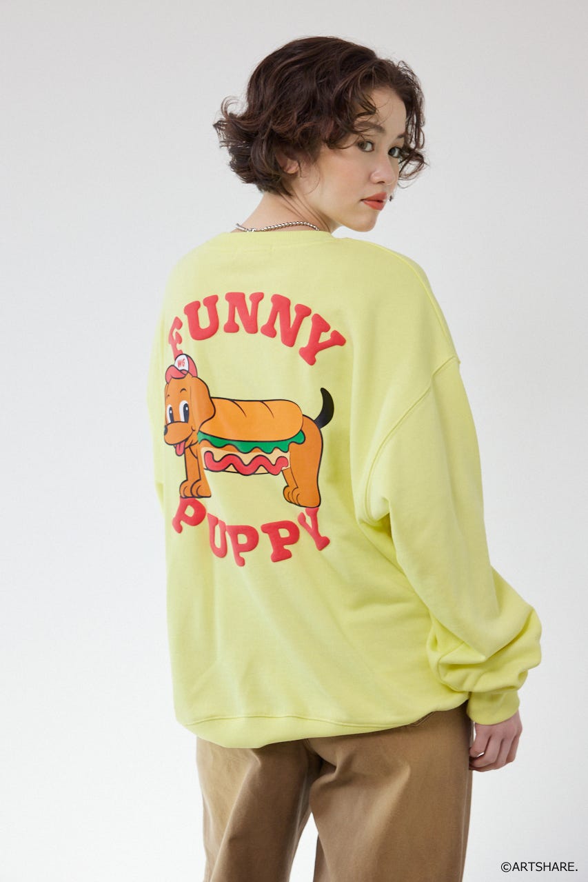 【UNISEX】(wiggle wiggle)モチーフスウェットトップス YEL FREE