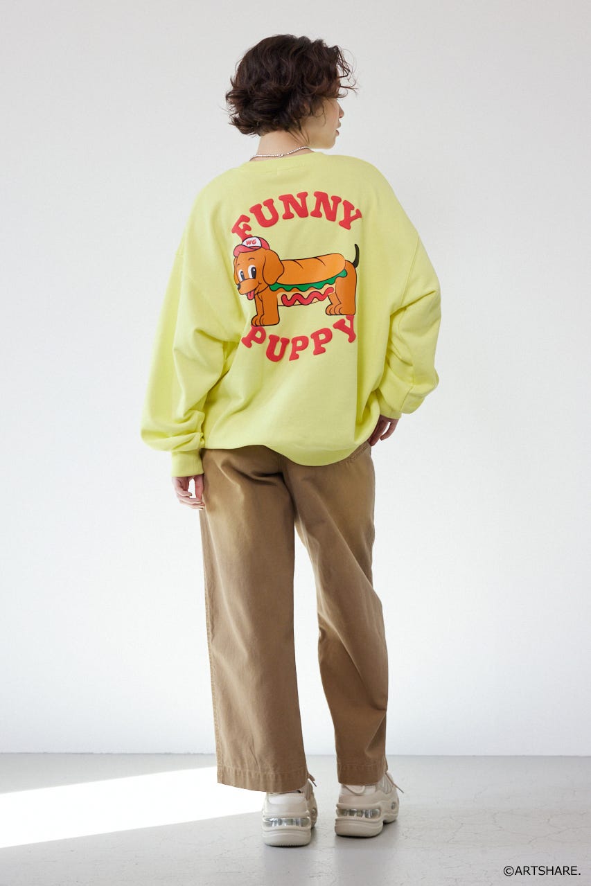 【UNISEX】(wiggle wiggle)モチーフスウェットトップス YEL FREE