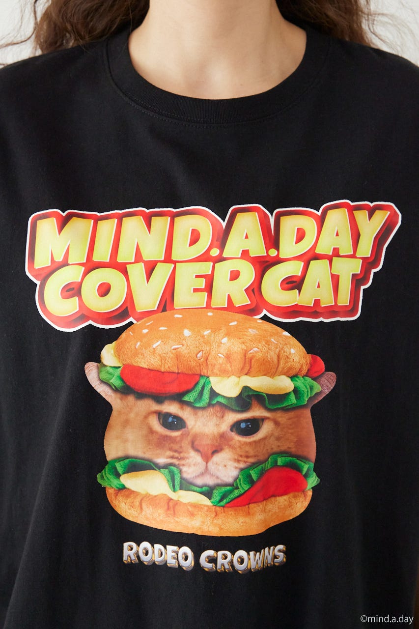 (MIND.A.DAY)アソートCAT Tシャツ BLK M