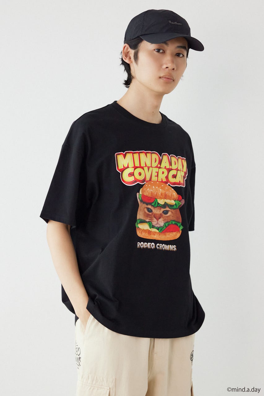 (MIND.A.DAY)アソートCAT Tシャツ BLK M