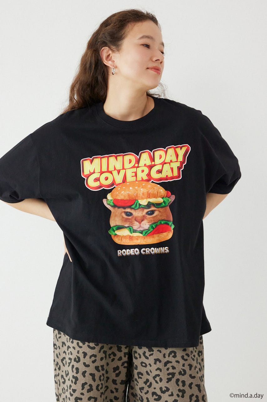 (MIND.A.DAY)アソートCAT Tシャツ BLK M