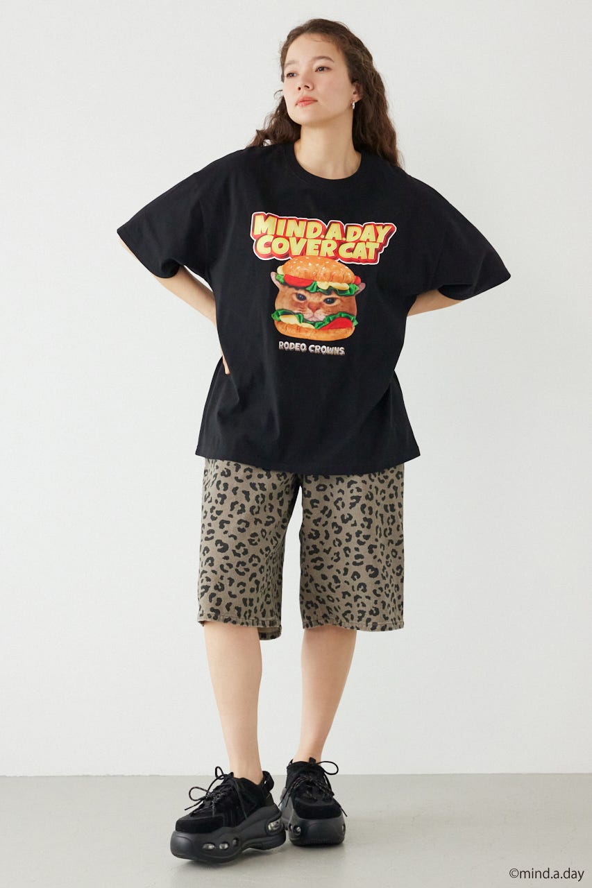 (MIND.A.DAY)アソートCAT Tシャツ BLK M