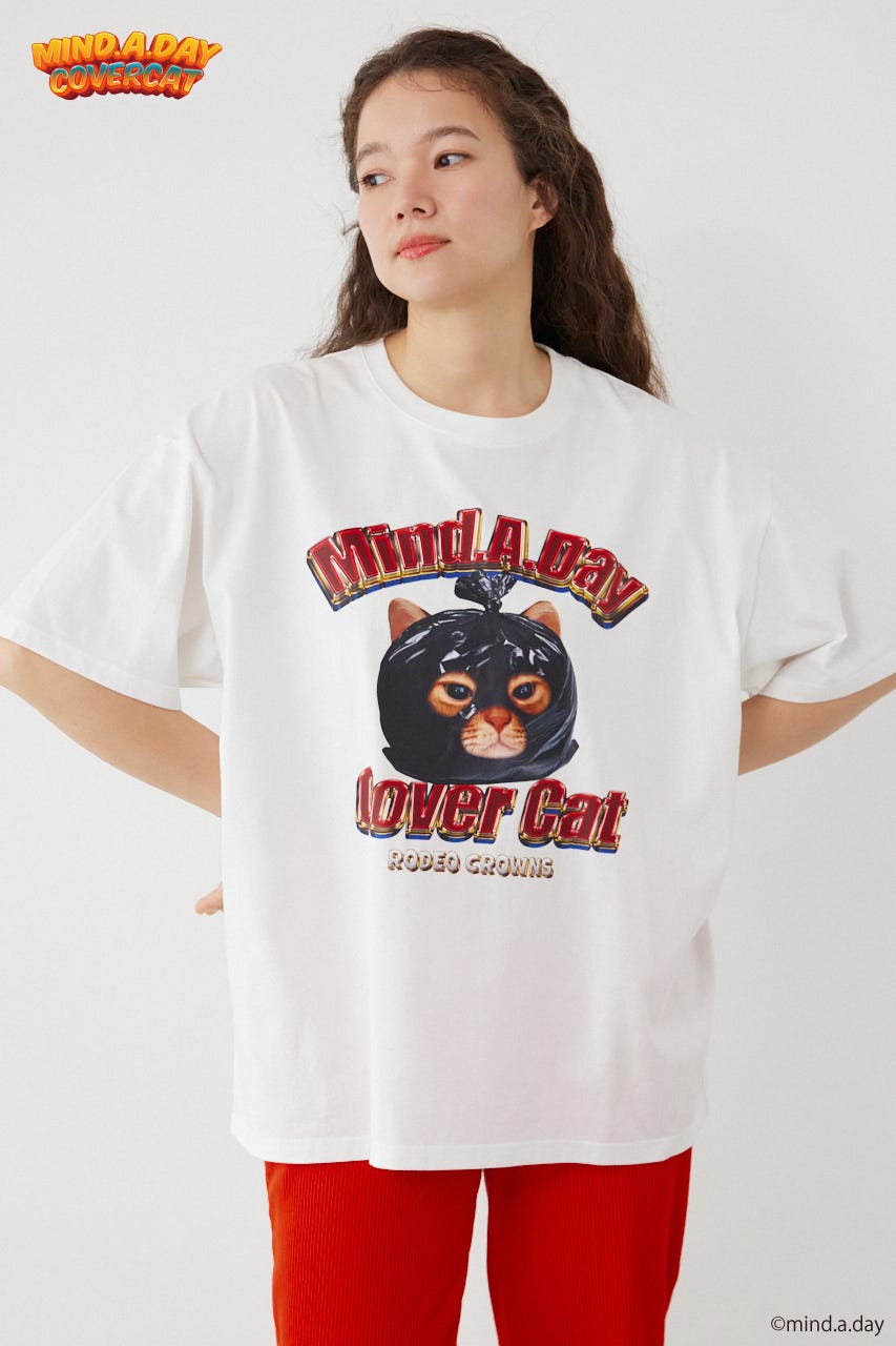 (MIND.A.DAY)アソートCAT Tシャツ O/WHT M