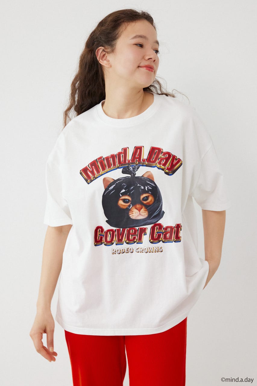 (MIND.A.DAY)アソートCAT Tシャツ O/WHT M