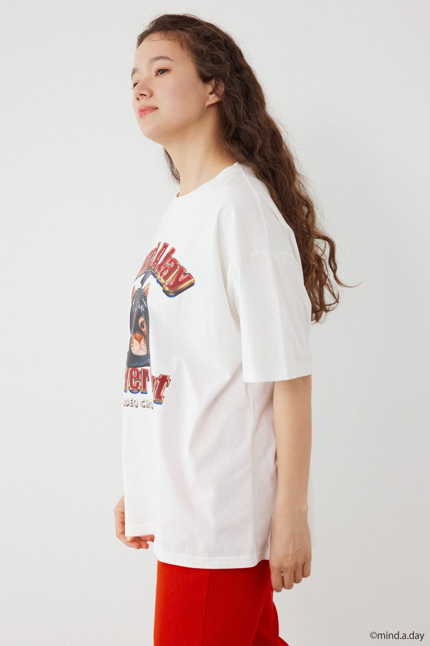 (MIND.A.DAY)アソートCAT Tシャツ O/WHT M