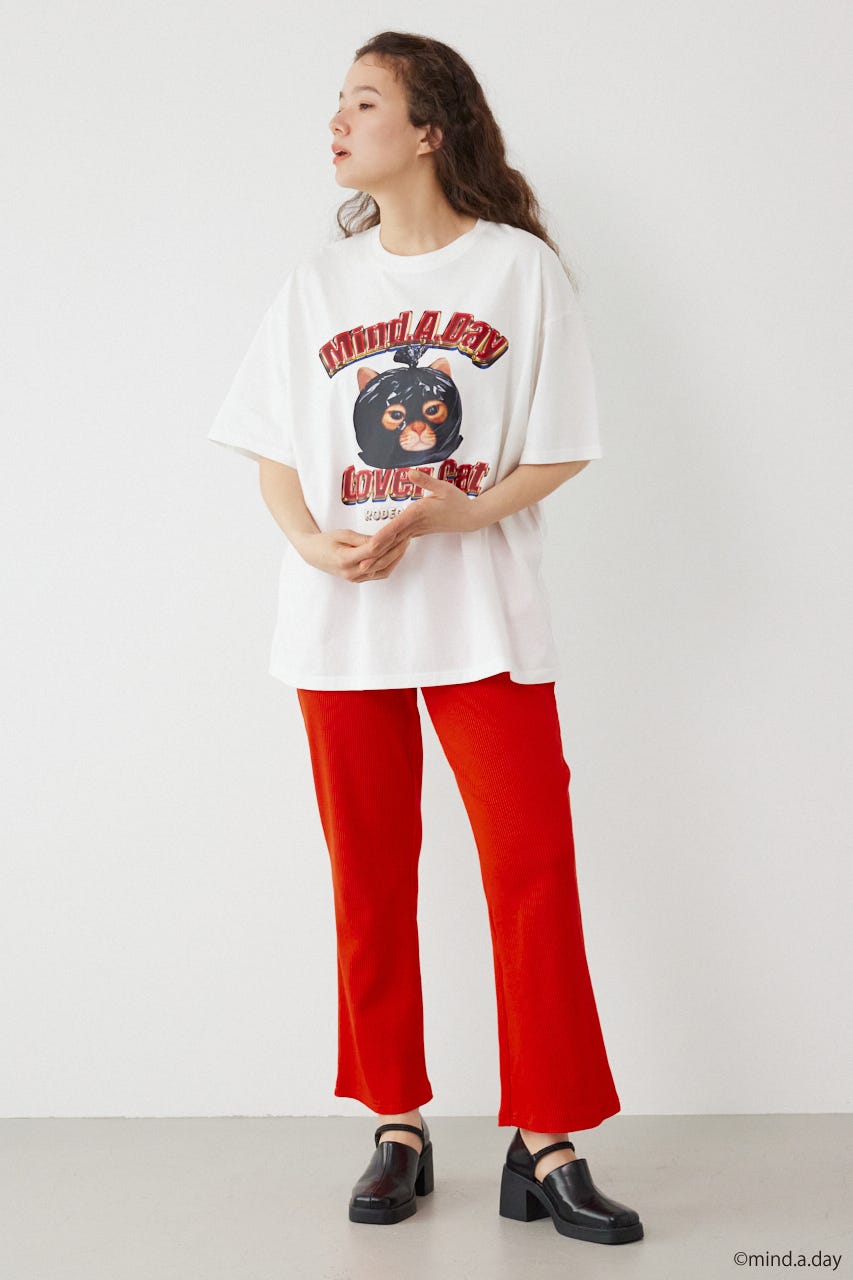 (MIND.A.DAY)アソートCAT Tシャツ O/WHT M