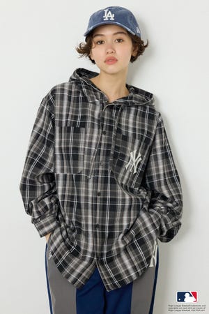 (MLB)フードチェックシャツ