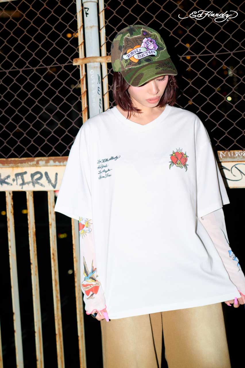 (Ed Hardy) ETERNAL LOVE Tシャツ O/WHT M
