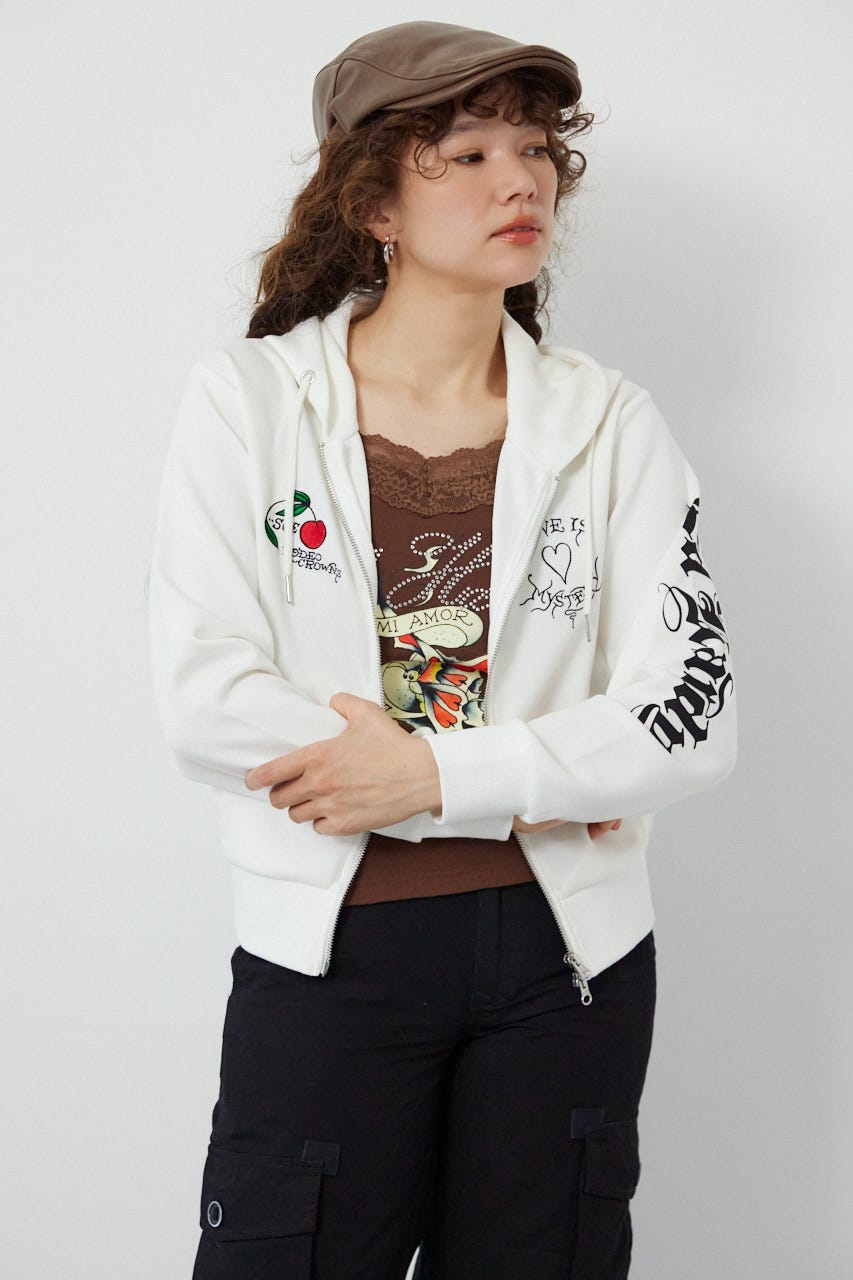 (Ed Hardy)ZIPパーカー O/WHT L