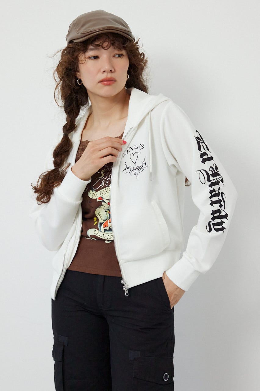 (Ed Hardy)ZIPパーカー O/WHT L