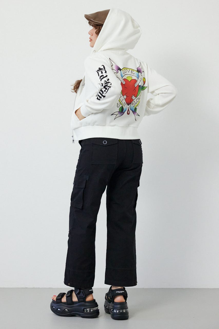 (Ed Hardy)ZIPパーカー O/WHT L