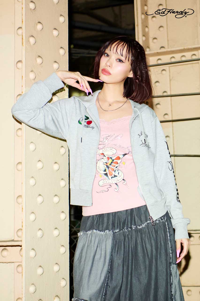(Ed Hardy)ZIPパーカー T.GRY L