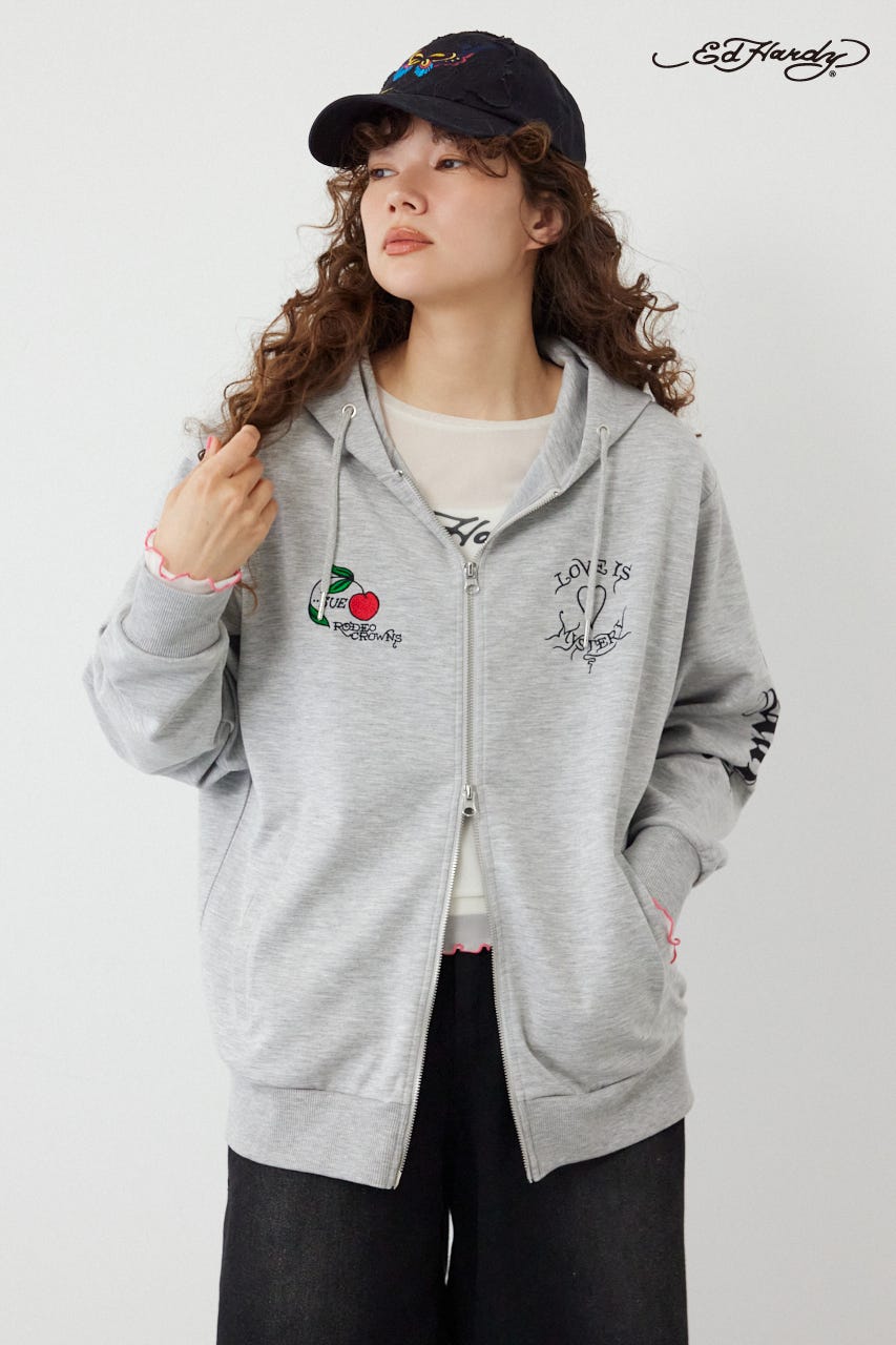 (Ed Hardy)ZIPパーカー T.GRY L