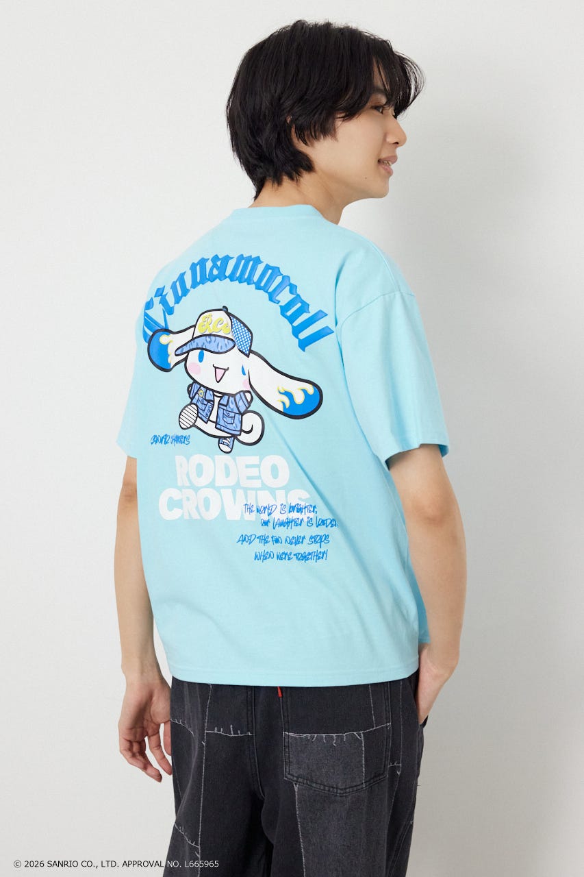 【UNISEX】(サンリオキャラクターズ) パターンモチーフTシャツ L/BLU M