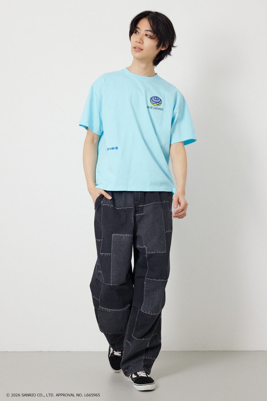 【UNISEX】(サンリオキャラクターズ) パターンモチーフTシャツ L/BLU M