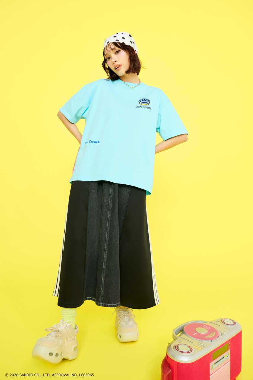 【UNISEX】(サンリオキャラクターズ) パターンモチーフTシャツ L/BLU M