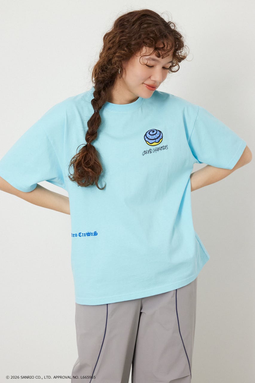 【UNISEX】(サンリオキャラクターズ) パターンモチーフTシャツ L/BLU M