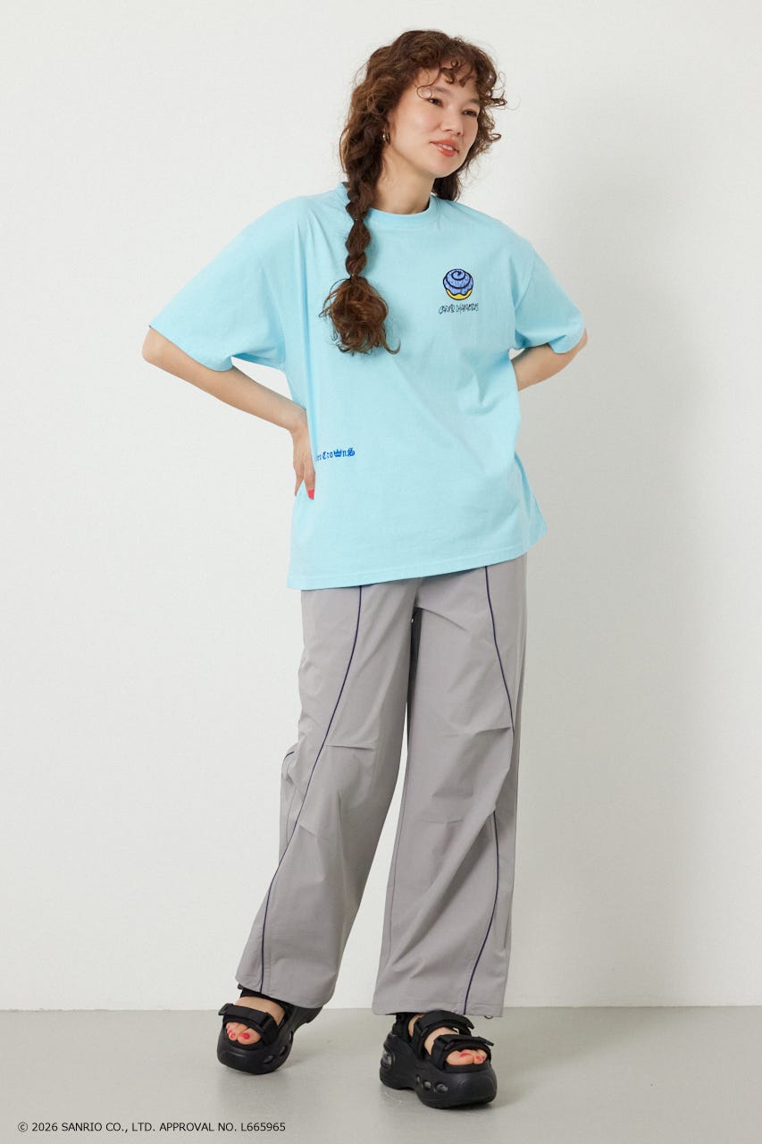 【UNISEX】(サンリオキャラクターズ) パターンモチーフTシャツ L/BLU M