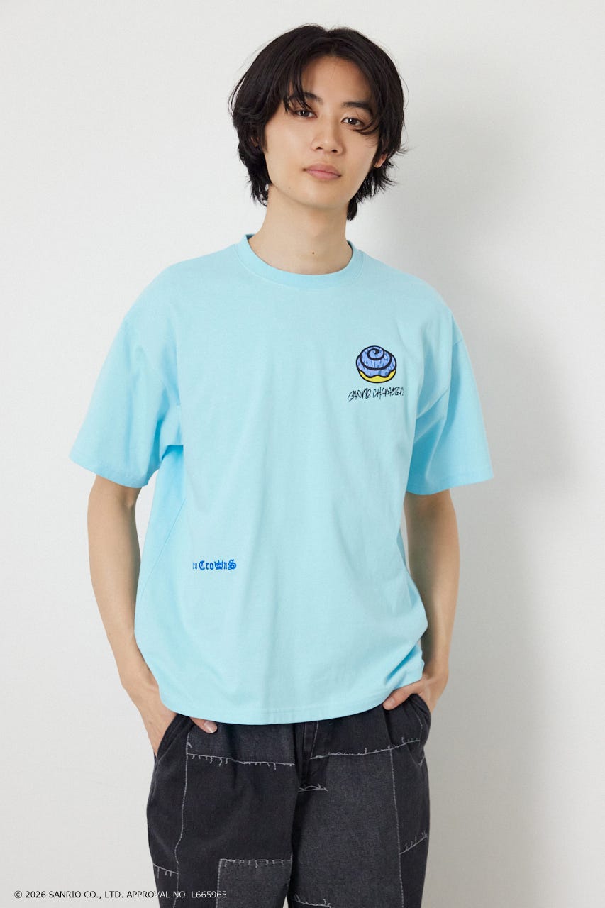 【UNISEX】(サンリオキャラクターズ) パターンモチーフTシャツ L/BLU M