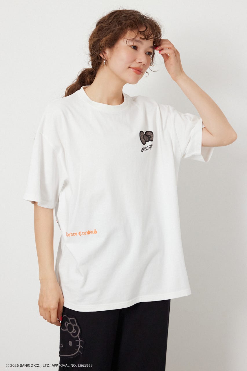 【UNISEX】(サンリオキャラクターズ) パターンモチーフTシャツ O/WHT M