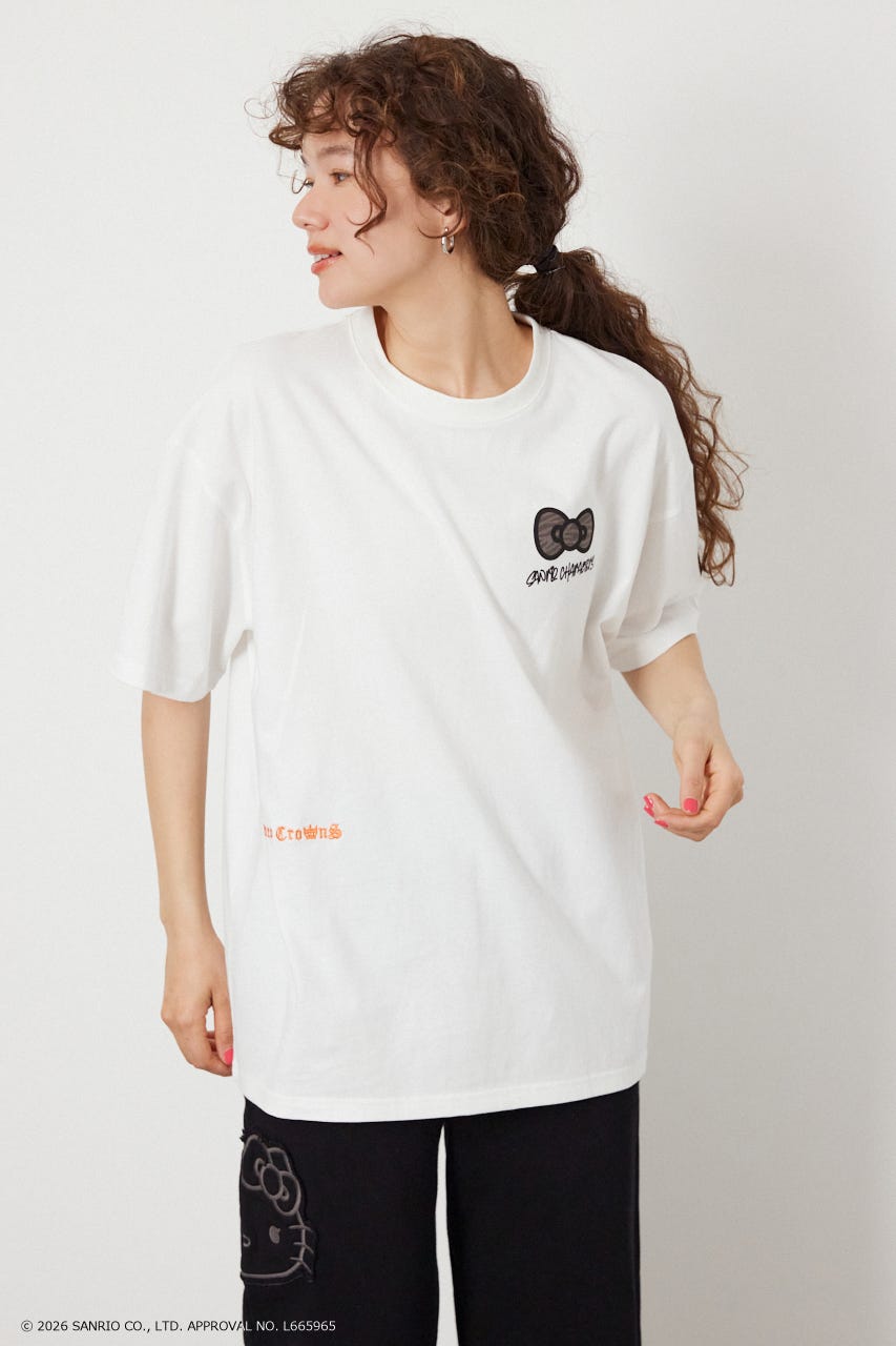【UNISEX】(サンリオキャラクターズ) パターンモチーフTシャツ O/WHT M