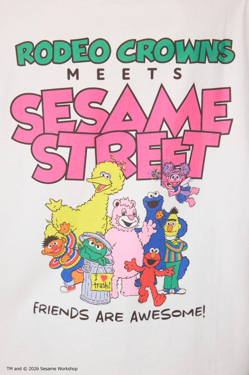【UNISEX】(SESAME STREET) With RoddyTシャツ O/WHT L