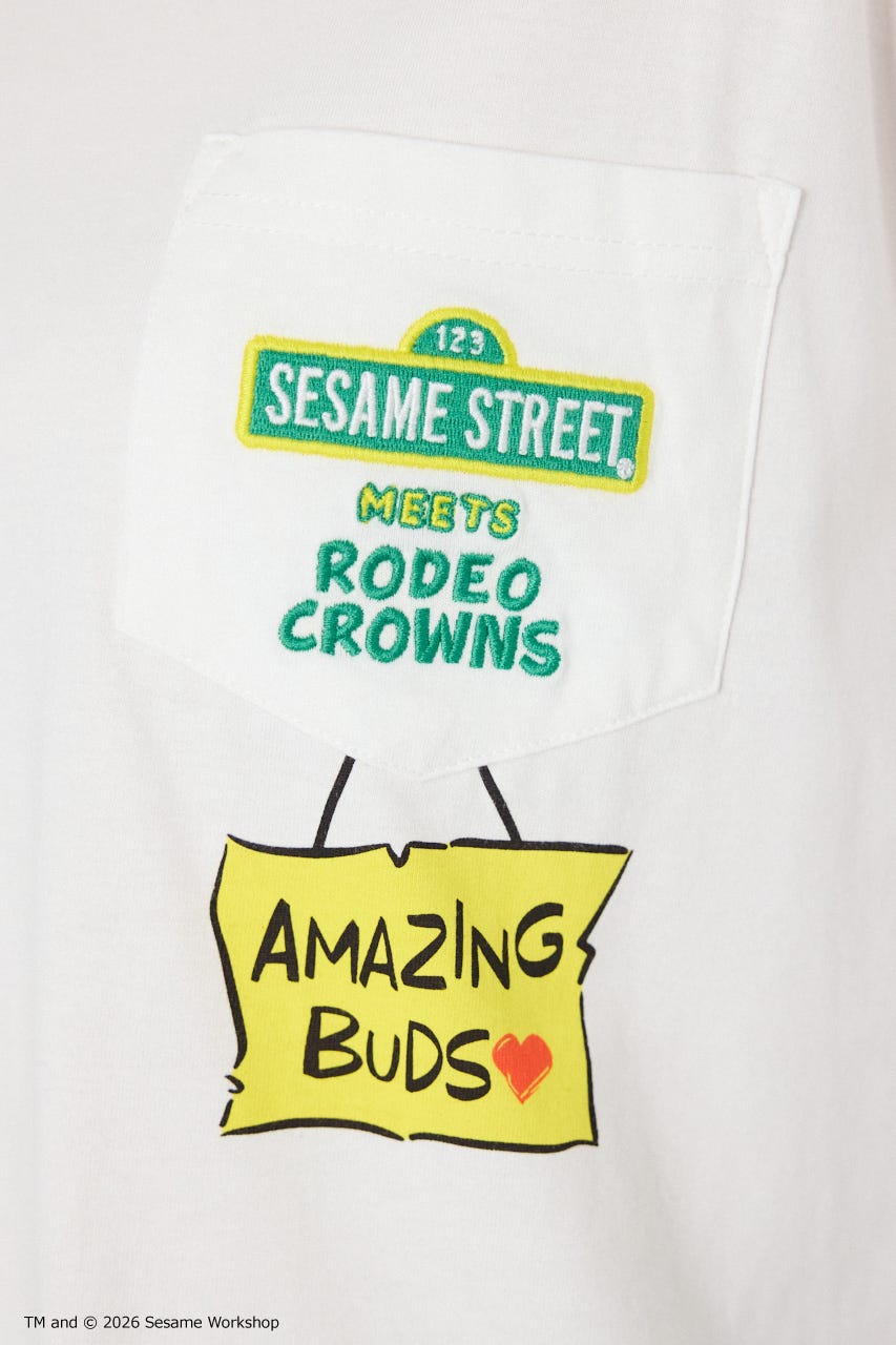 【UNISEX】(SESAME STREET) With RoddyTシャツ O/WHT L