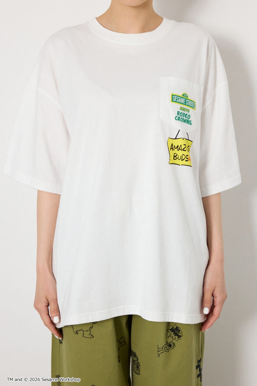 【UNISEX】(SESAME STREET) With RoddyTシャツ O/WHT L
