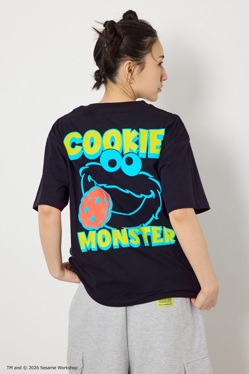【UNISEX】(SESAME STREET) アソートキャラTシャツ BLK M