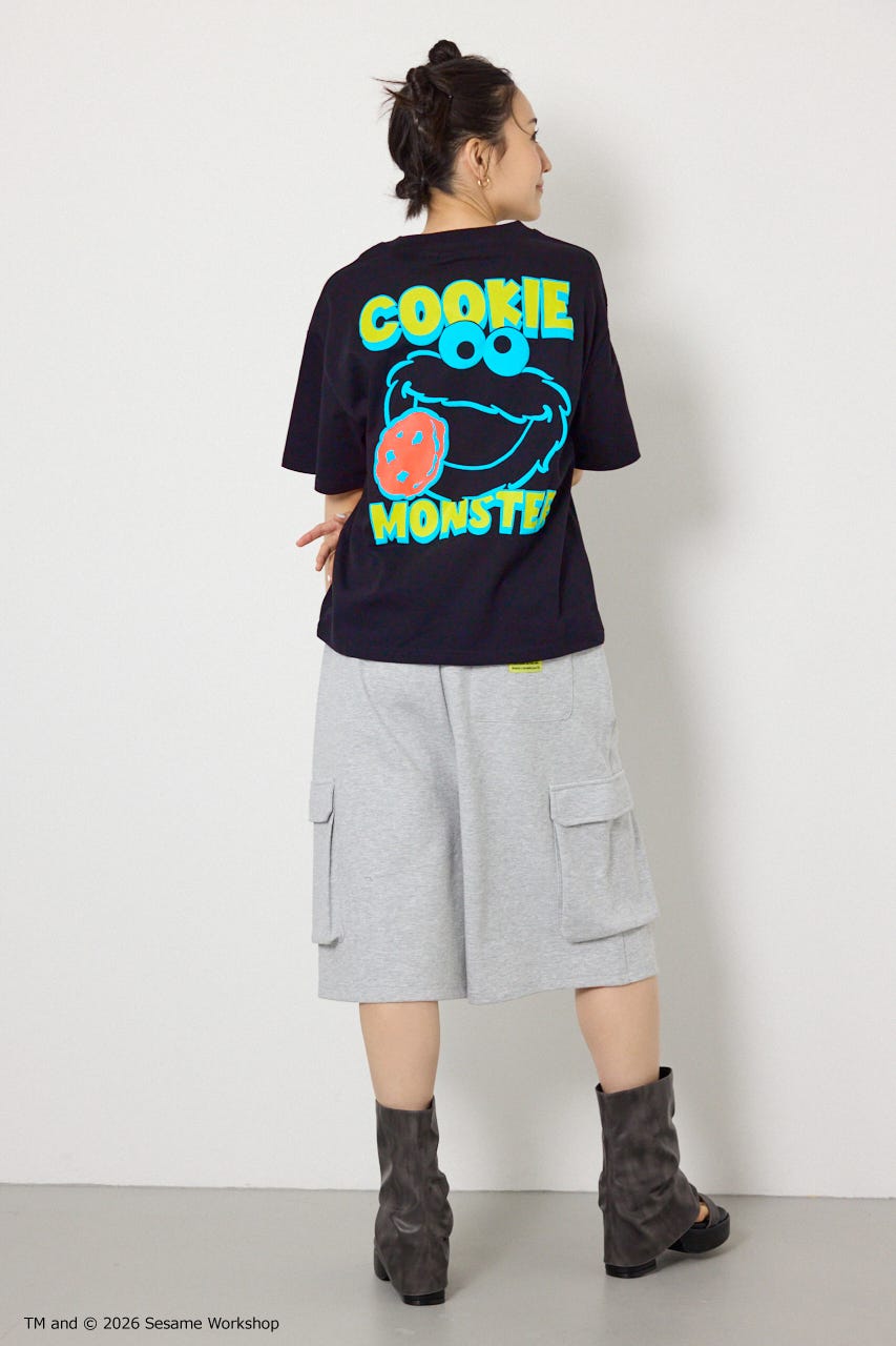 【UNISEX】(SESAME STREET) アソートキャラTシャツ BLK M