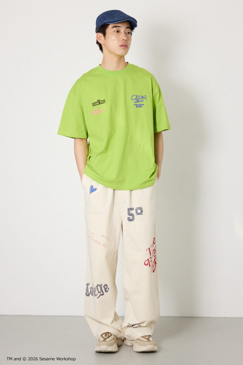 【UNISEX】(SESAME STREET) アソートキャラTシャツ GRN L
