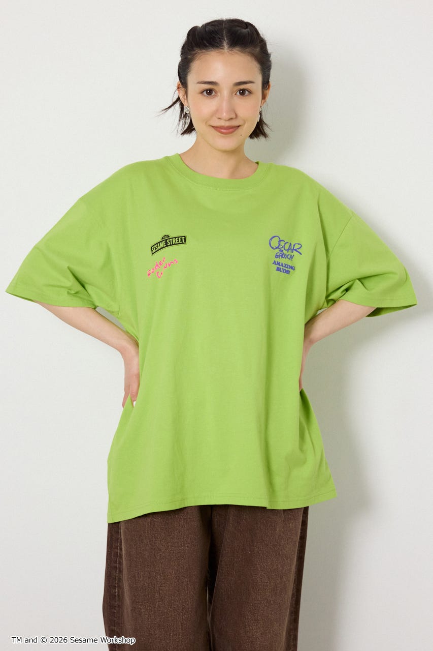 【UNISEX】(SESAME STREET) アソートキャラTシャツ GRN L