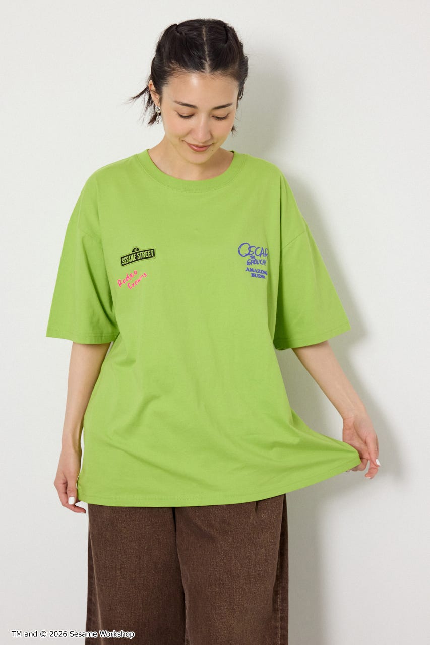 【UNISEX】(SESAME STREET) アソートキャラTシャツ GRN L
